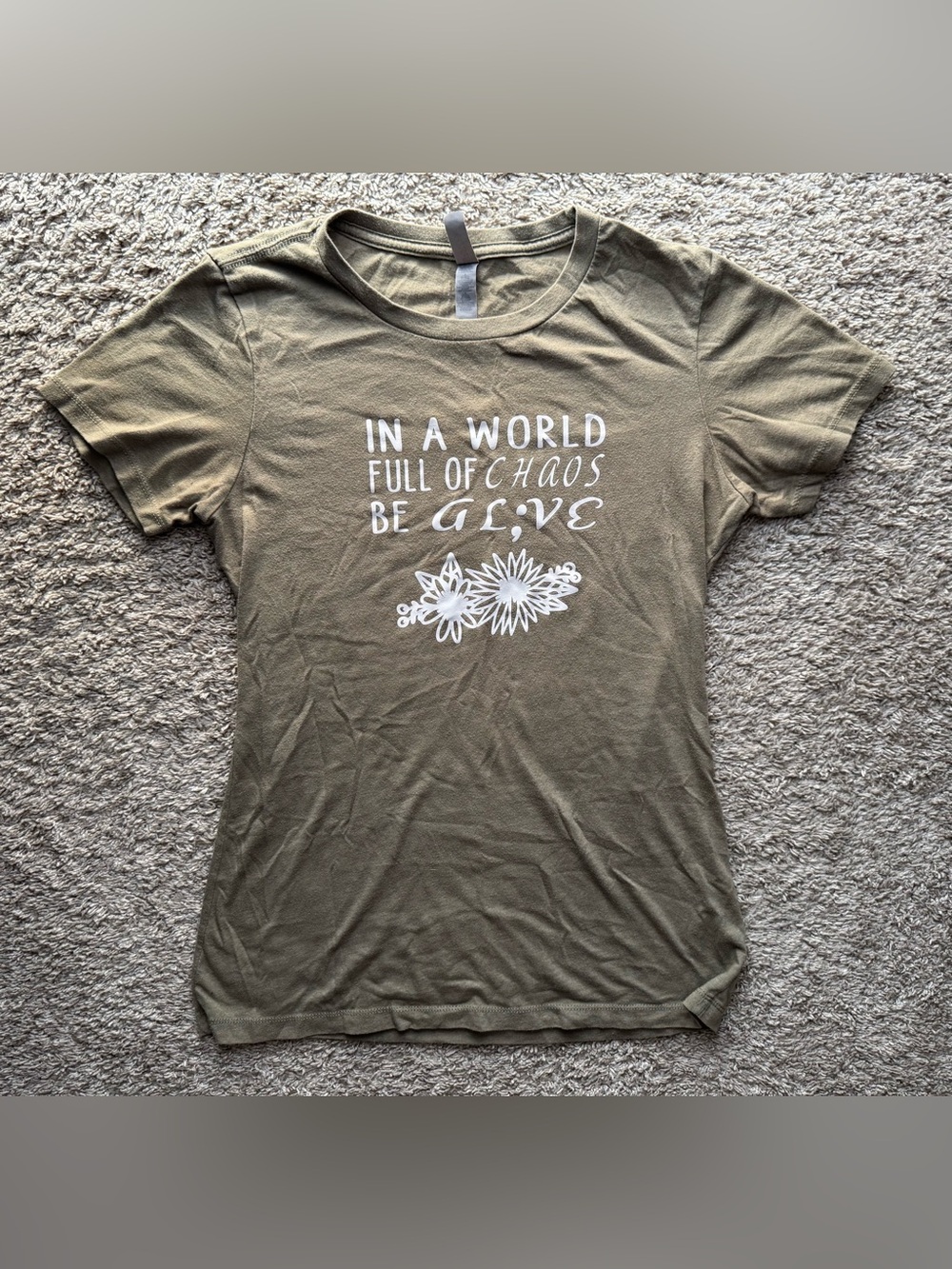 Next Level Women’s Olive Green Graphic T-Shirt Medium Inspirational